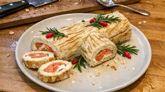 Savory Christmas Yule Log with Smoked Salmon and Cream Cheese (No-Cook Appetizer)