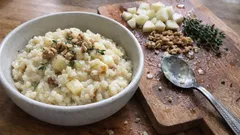 Creamy Pear and Taleggio Risotto—an easy, restaurant-style dinner (no cream needed)
