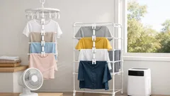 The simple peg-and-tie hack that doubles your drying rack space