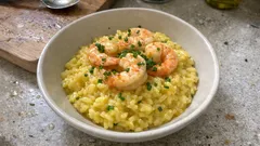 Shrimp and Saffron Risotto with Prawn-Shell Bisque (Restaurant-Style at Home)